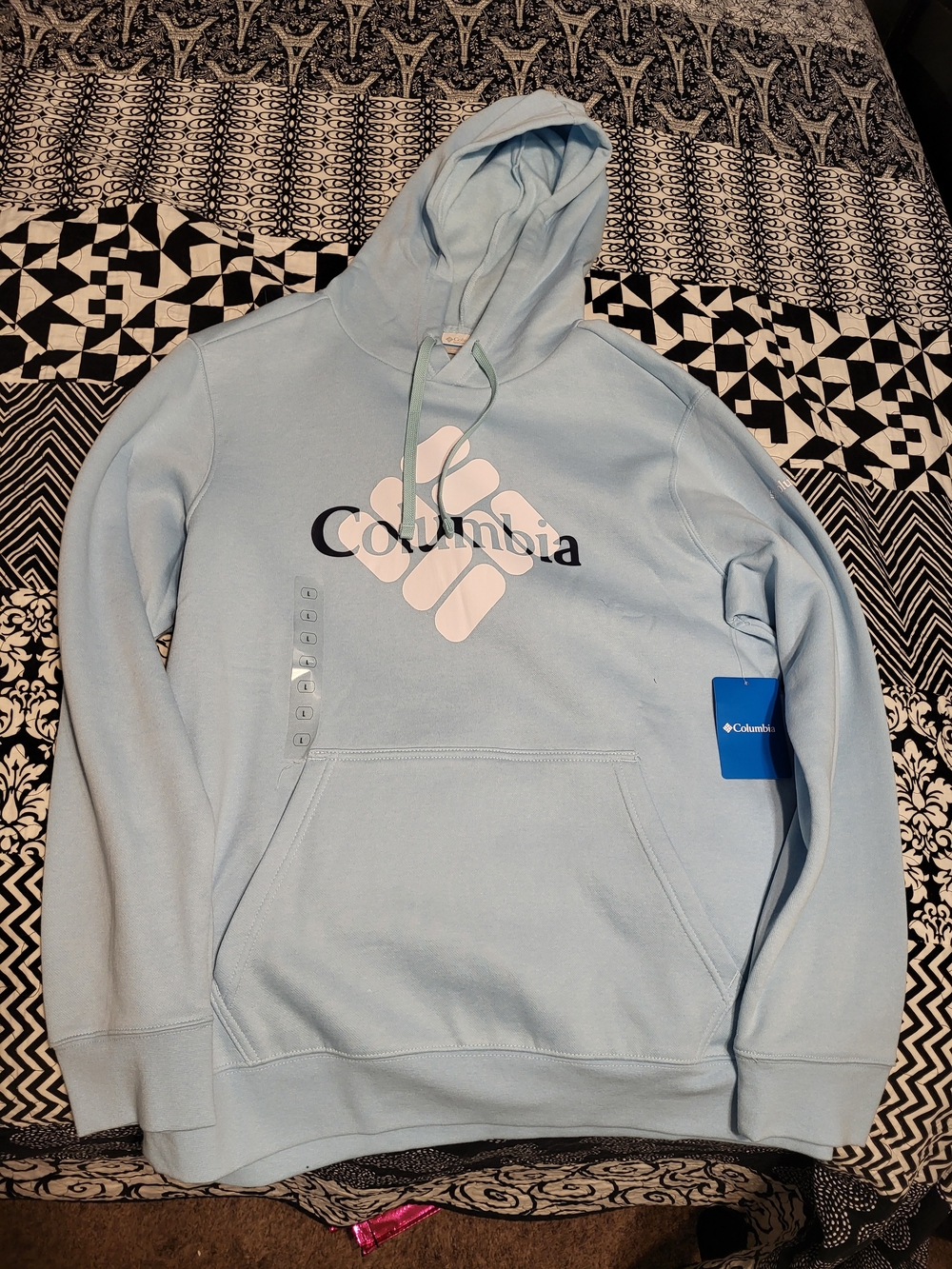 Columbia Light Blue Pullover Hoodie with White Logo